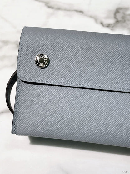 HERMES SNAP WALLET, Gris Pantin/Silver