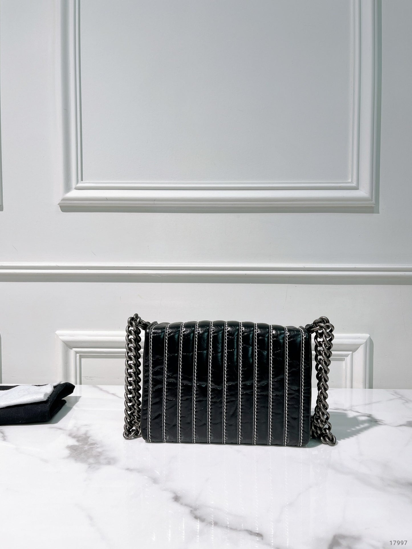 CHANEL SINGLE FLAP BAG, Black/Silver