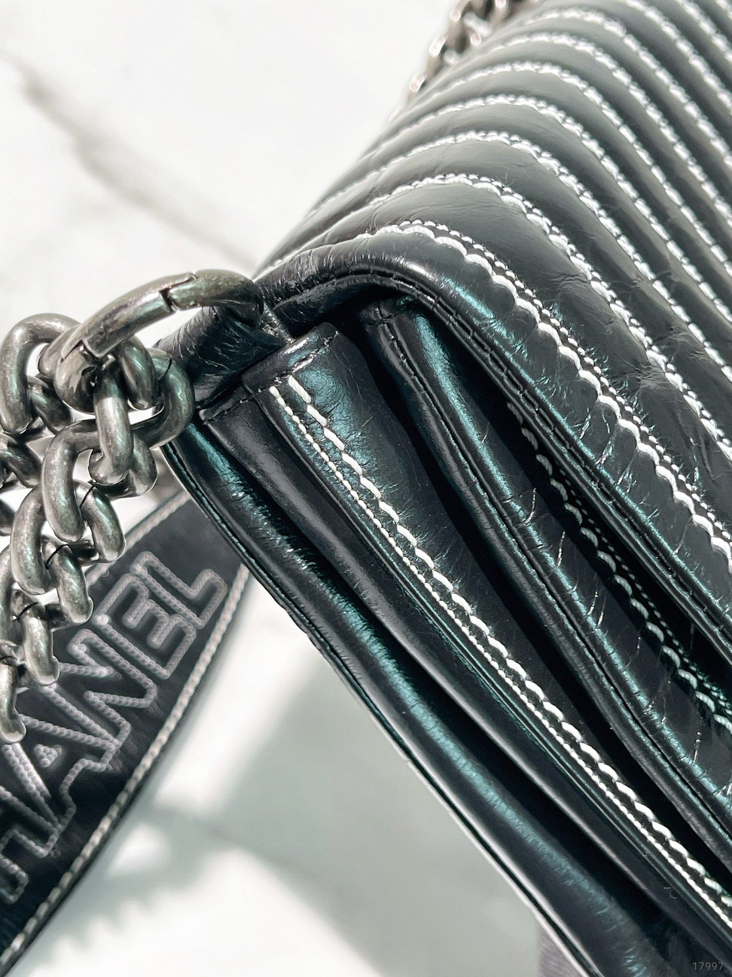 CHANEL SINGLE FLAP BAG, Black/Silver