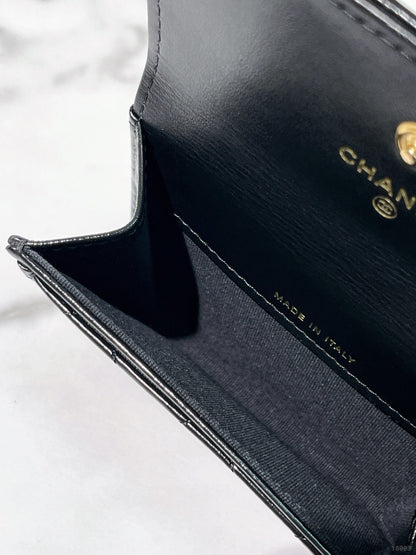 CHANEL 24K CARD HOLDER, Black/Gold