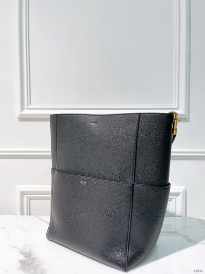 CELINE SANGLE BUCKET BAG, Black/Gold