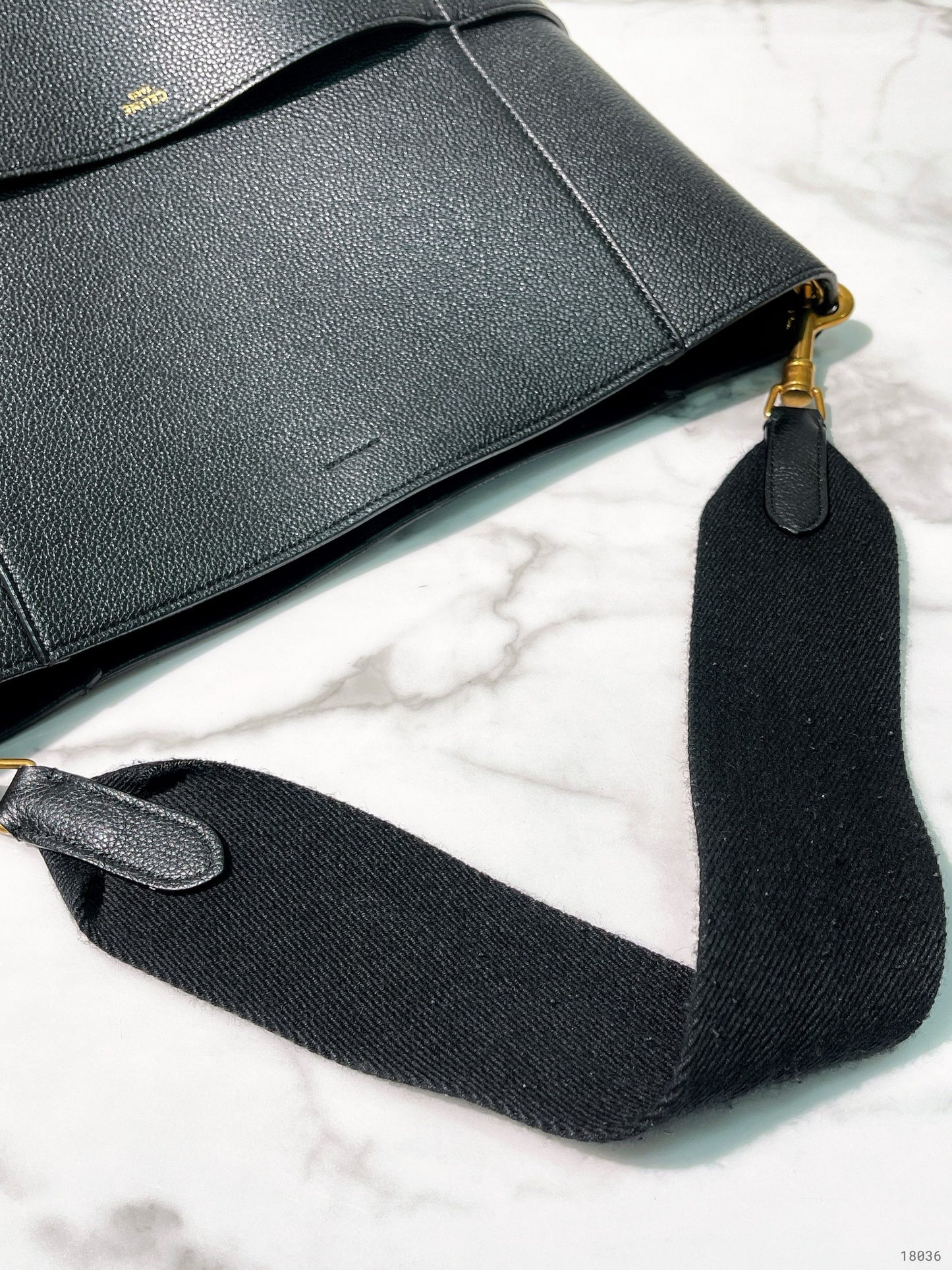 CELINE SANGLE BUCKET BAG, Black/Gold