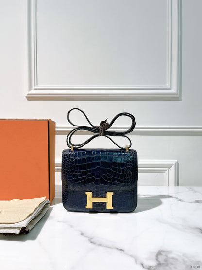 HERMES CONSTANCE MINI, Blue Sapphire/Gold