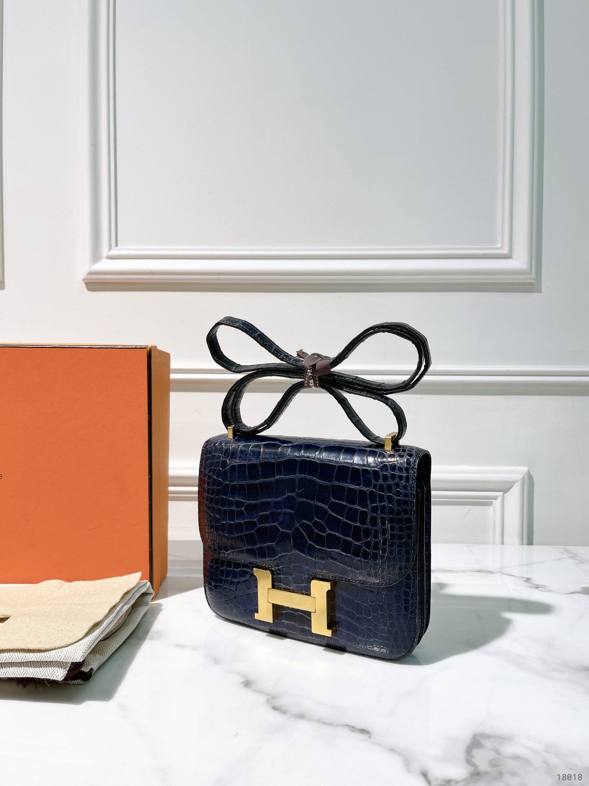HERMES CONSTANCE MINI, Blue Sapphire/Gold