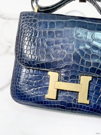 HERMES CONSTANCE MINI, Blue Sapphire/Gold