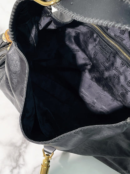 GUCCI JACKIE SHOULDER BAG, Black/Gold