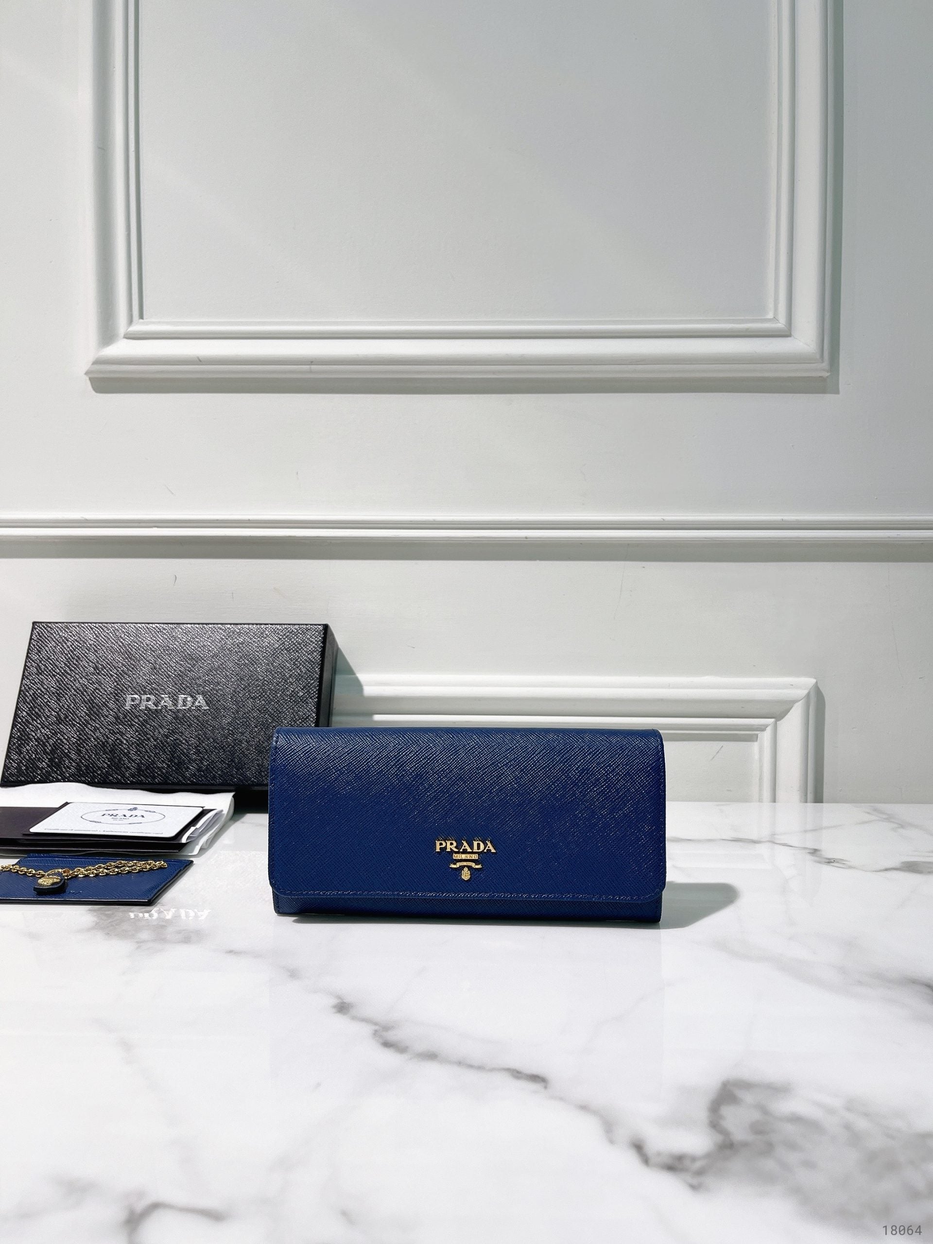 PRADA WALLET, Blue/Gold
