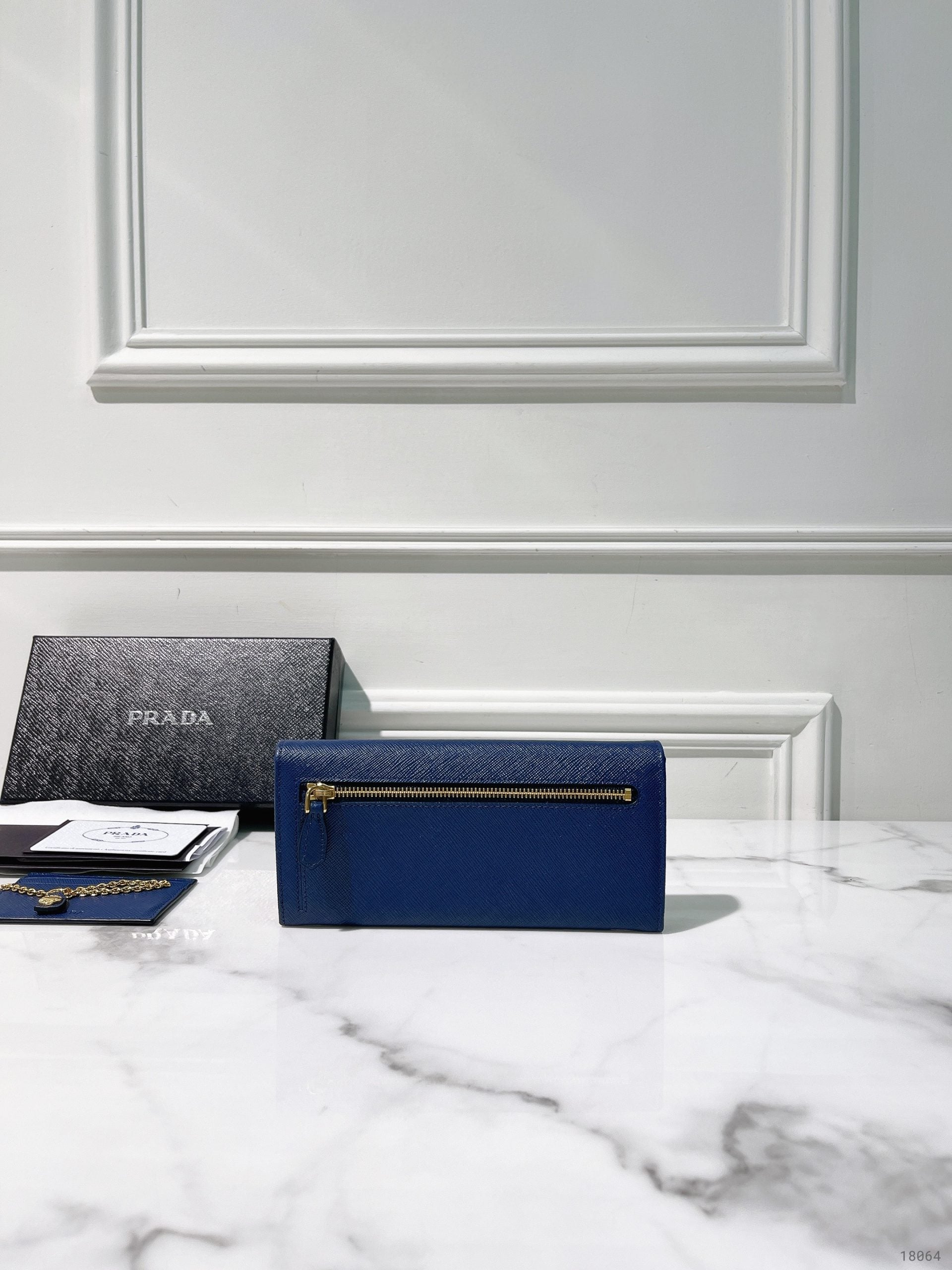 PRADA WALLET, Blue/Gold
