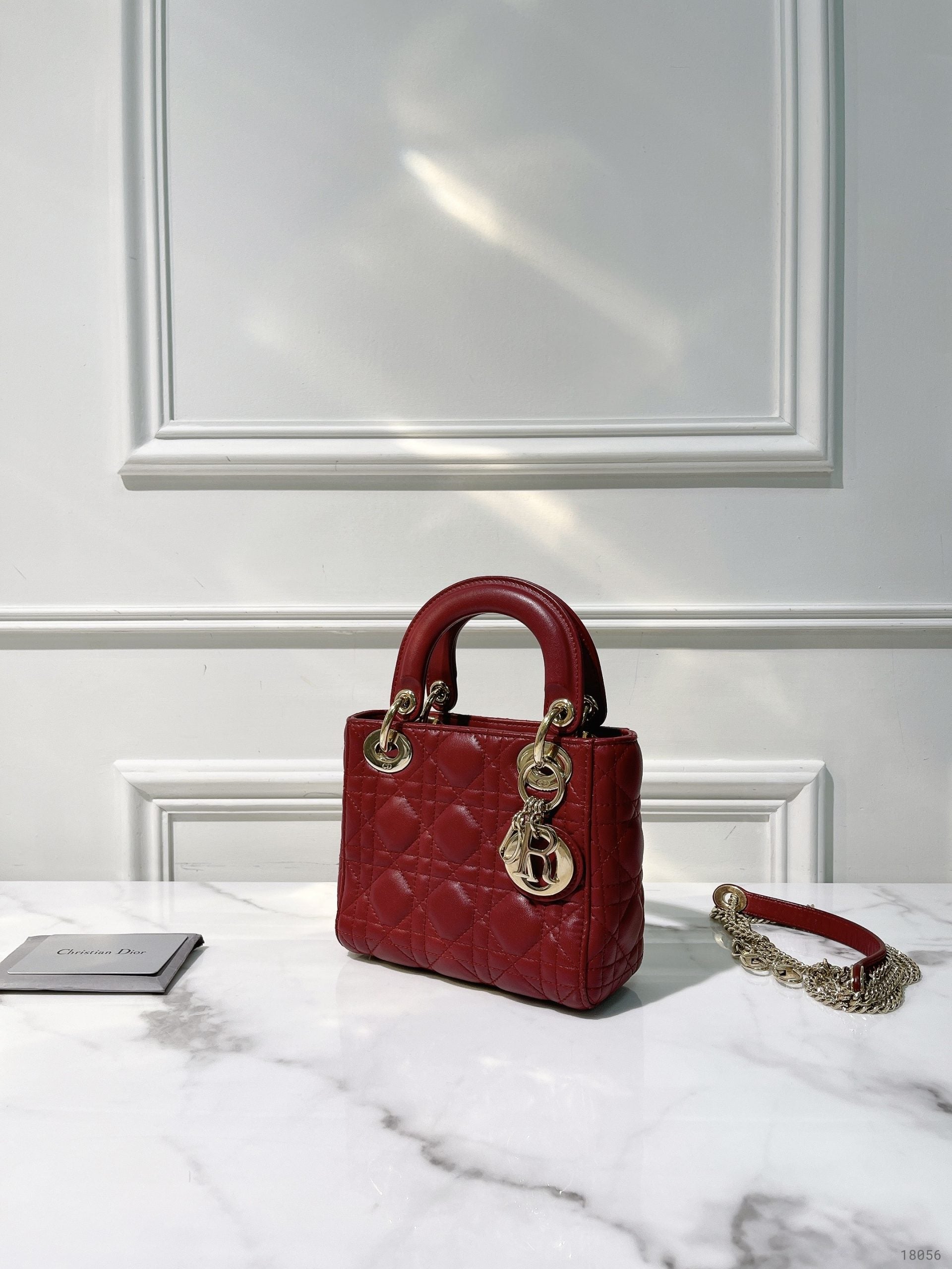 DIOR MINI LADY DIOR BAG, Red/Gold