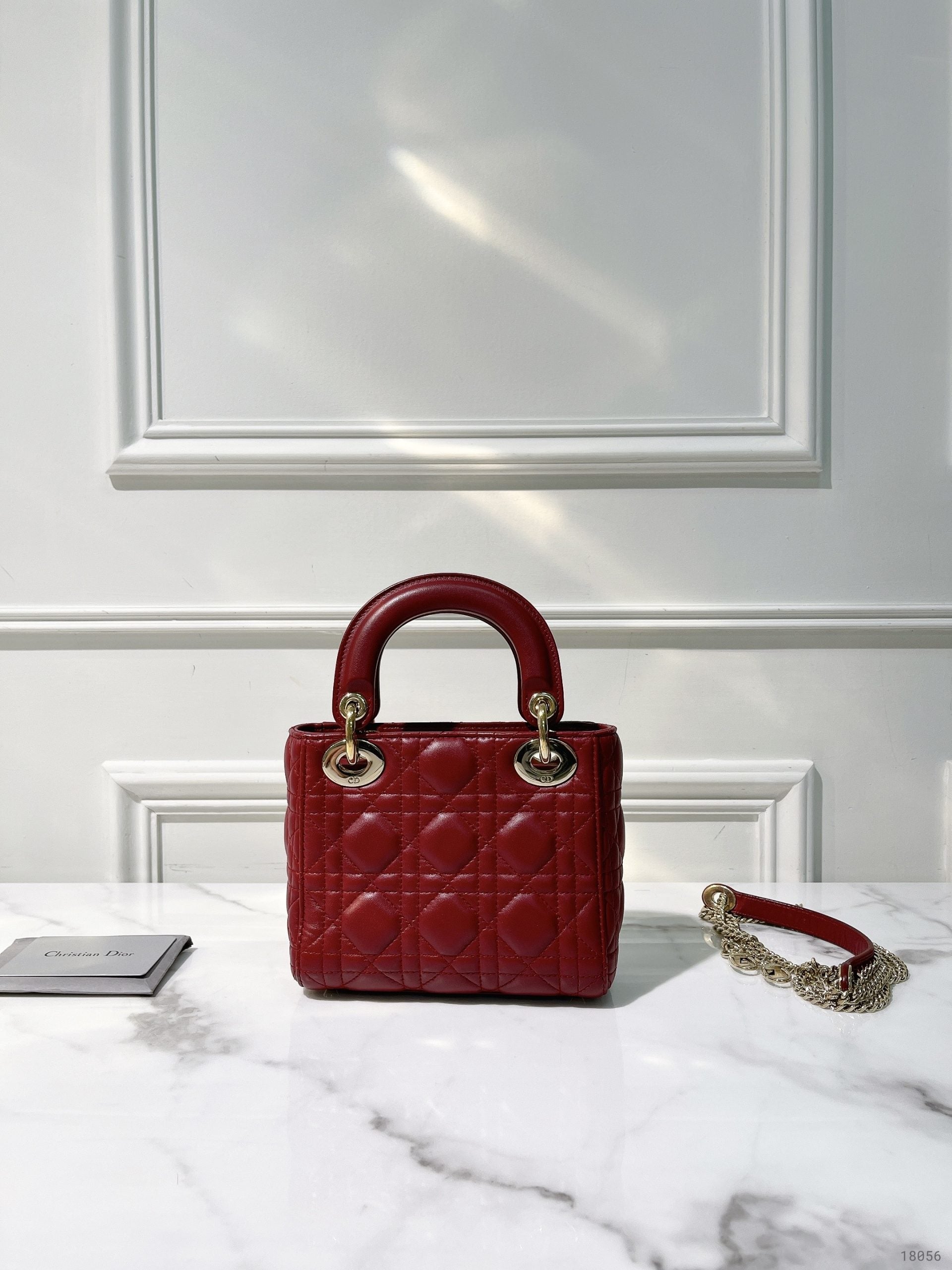 DIOR MINI LADY DIOR BAG, Red/Gold