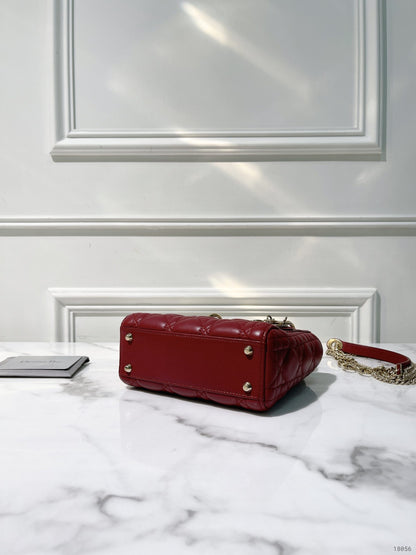 DIOR MINI LADY DIOR BAG, Red/Gold