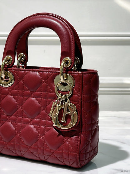 DIOR MINI LADY DIOR BAG, Red/Gold