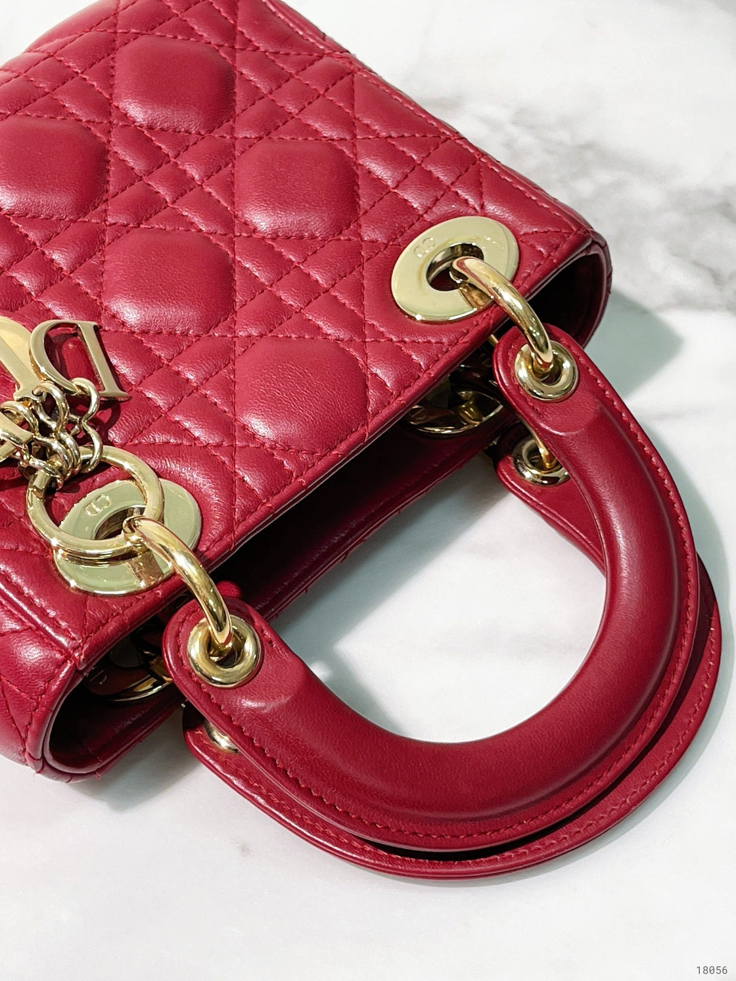 DIOR MINI LADY DIOR BAG, Red/Gold