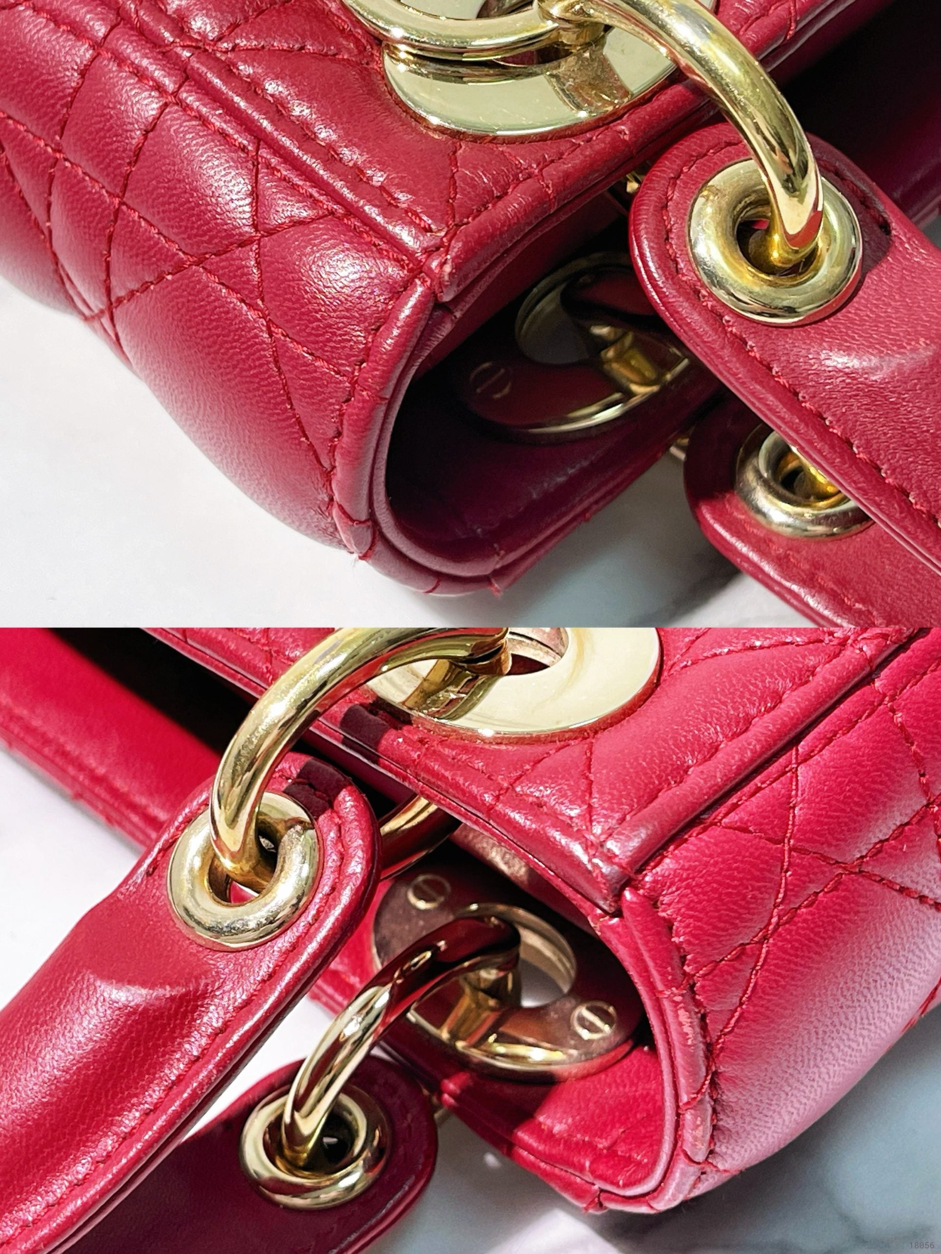 DIOR MINI LADY DIOR BAG, Red/Gold