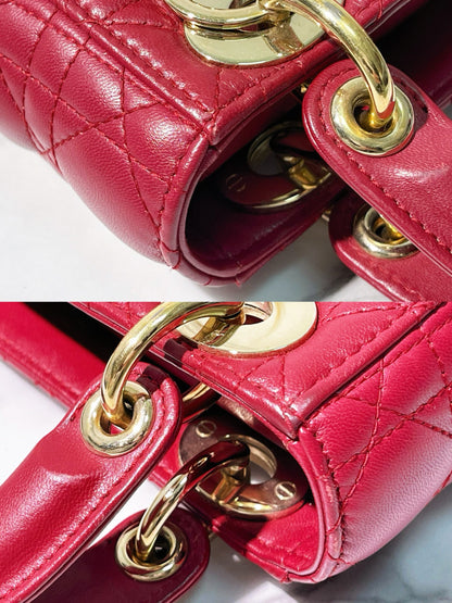 DIOR MINI LADY DIOR BAG, Red/Gold