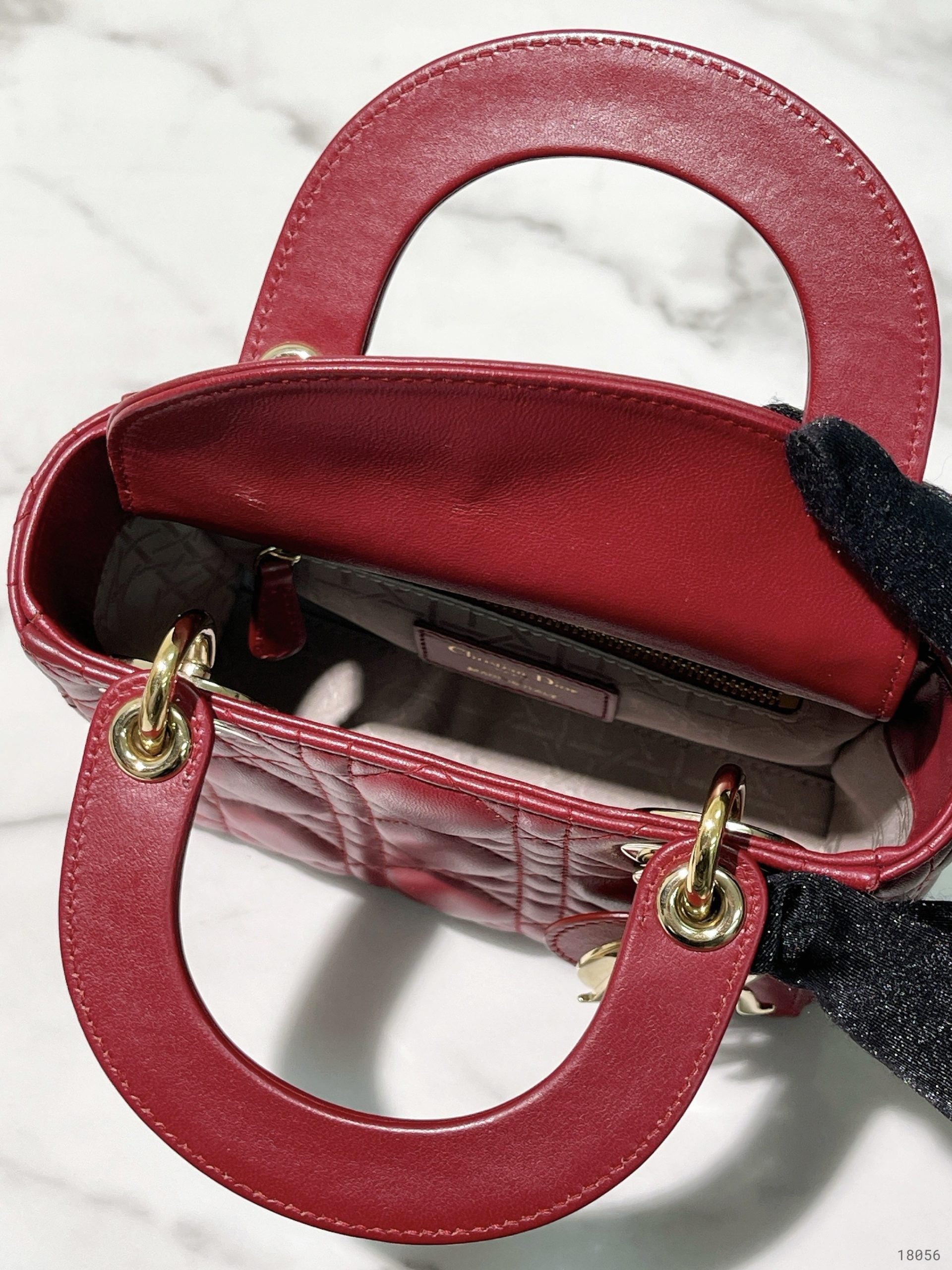 DIOR MINI LADY DIOR BAG, Red/Gold