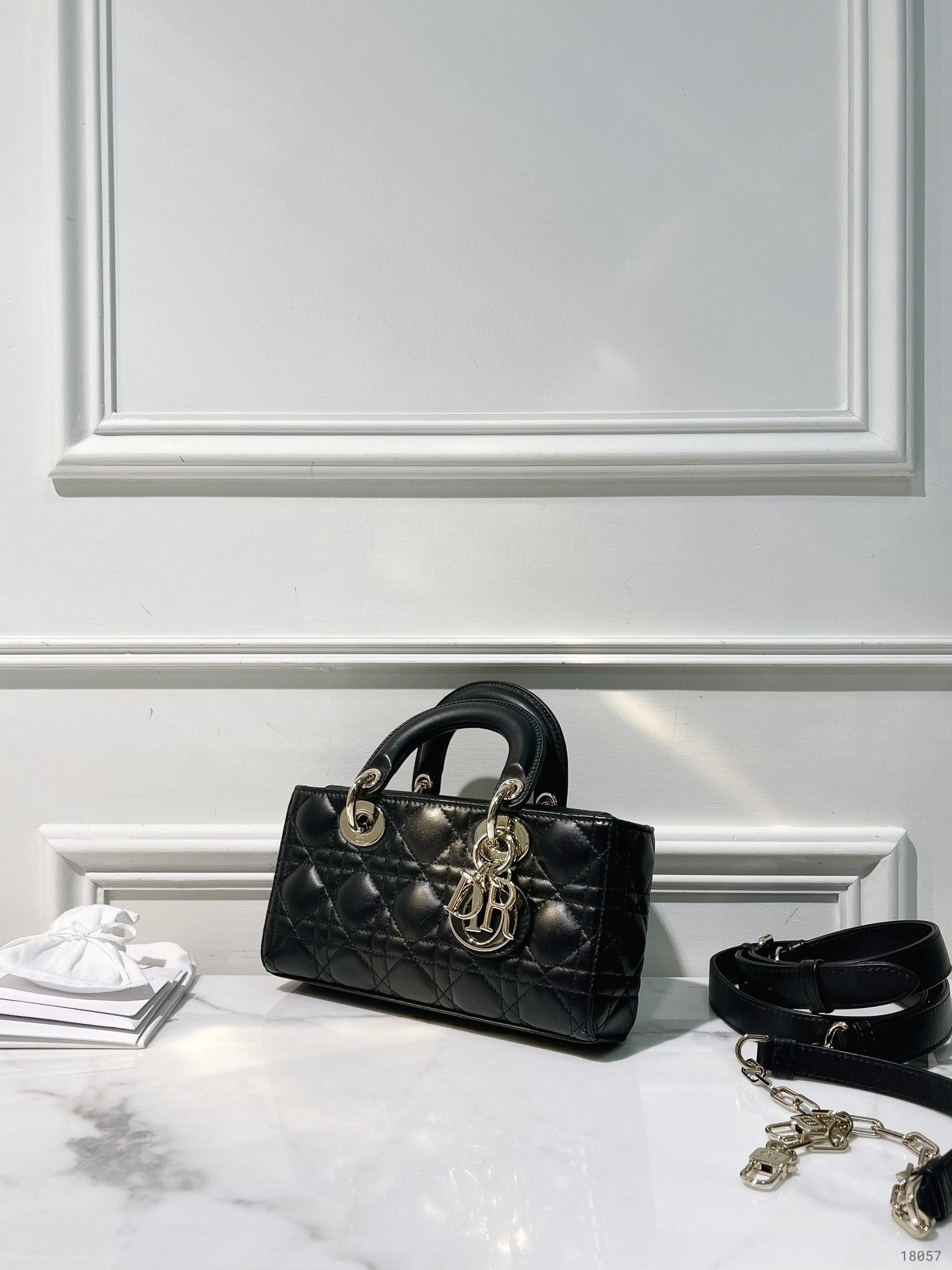 DIOR SMALL LADY D-JOY BAG, Black/Gold