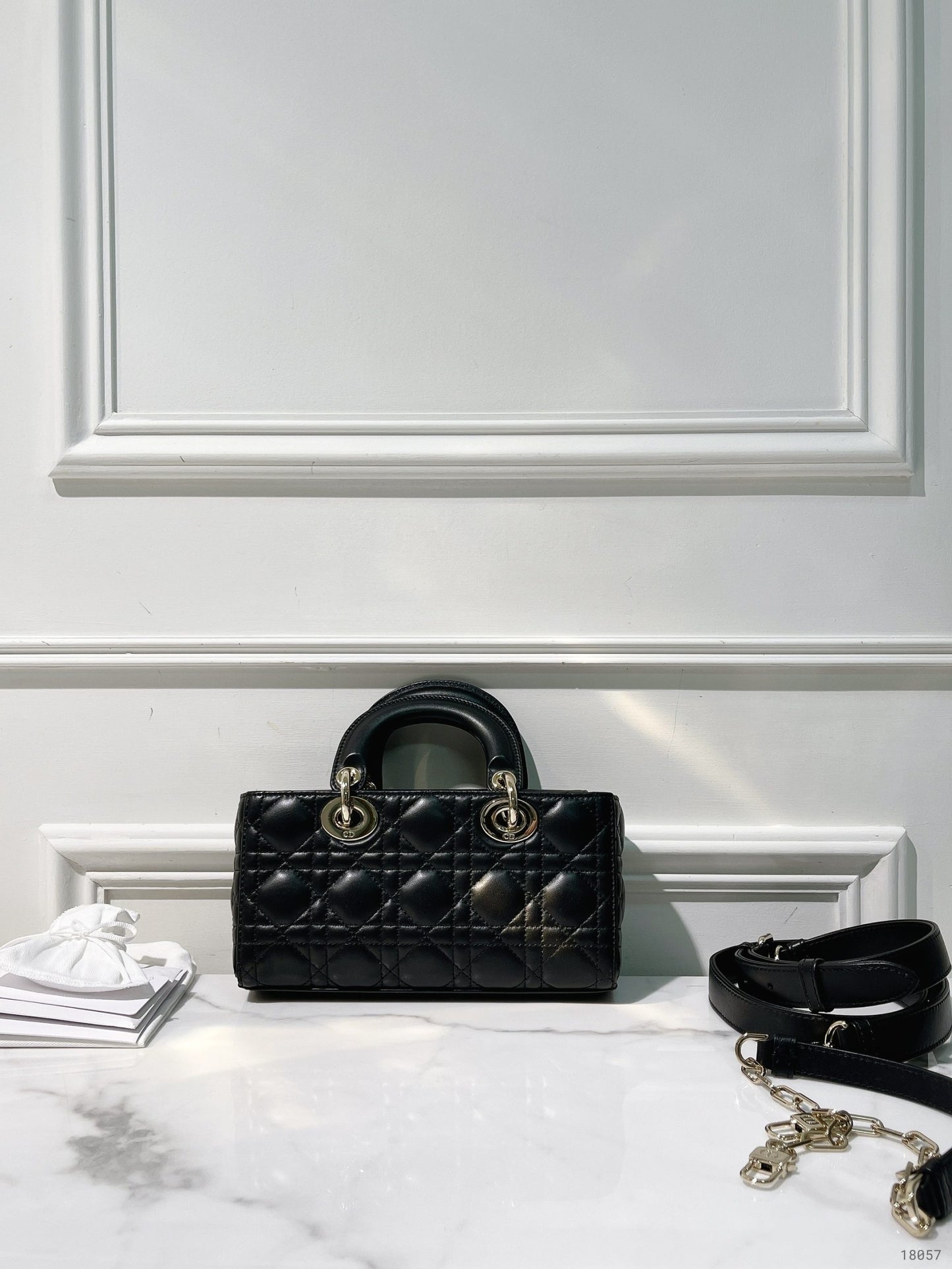 DIOR SMALL LADY D-JOY BAG, Black/Gold