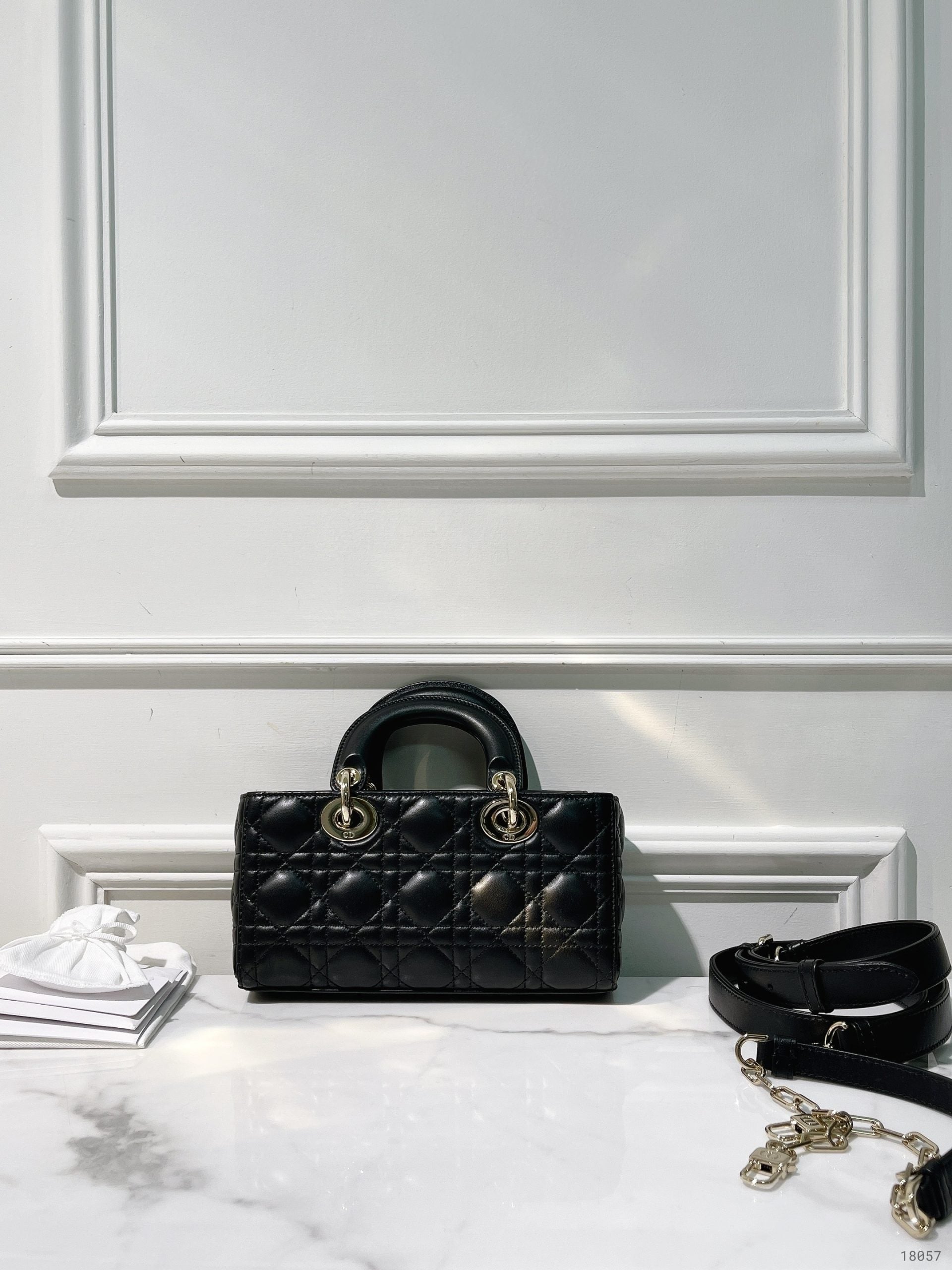 DIOR SMALL LADY D-JOY BAG, Black/Gold