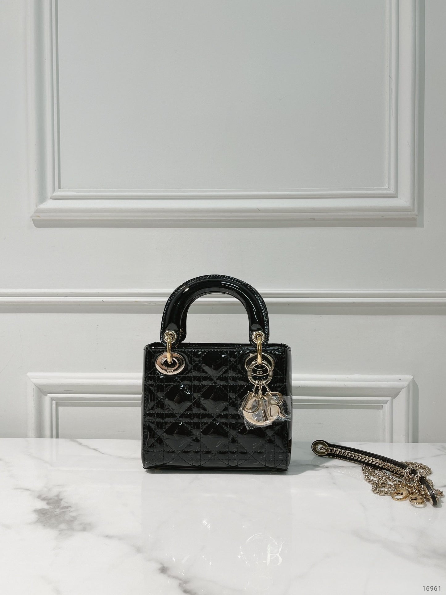 DIOR MINI LADY DIOR BAG, Black/Gold