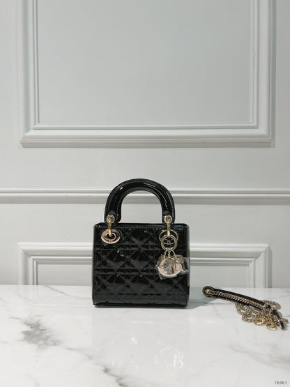 DIOR MINI LADY DIOR BAG, Black/Gold