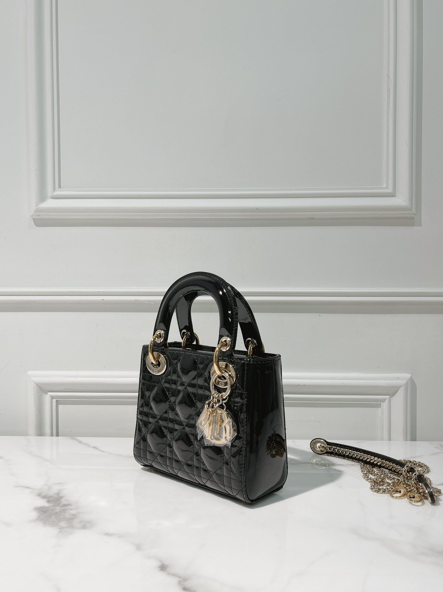 DIOR MINI LADY DIOR BAG, Black/Gold