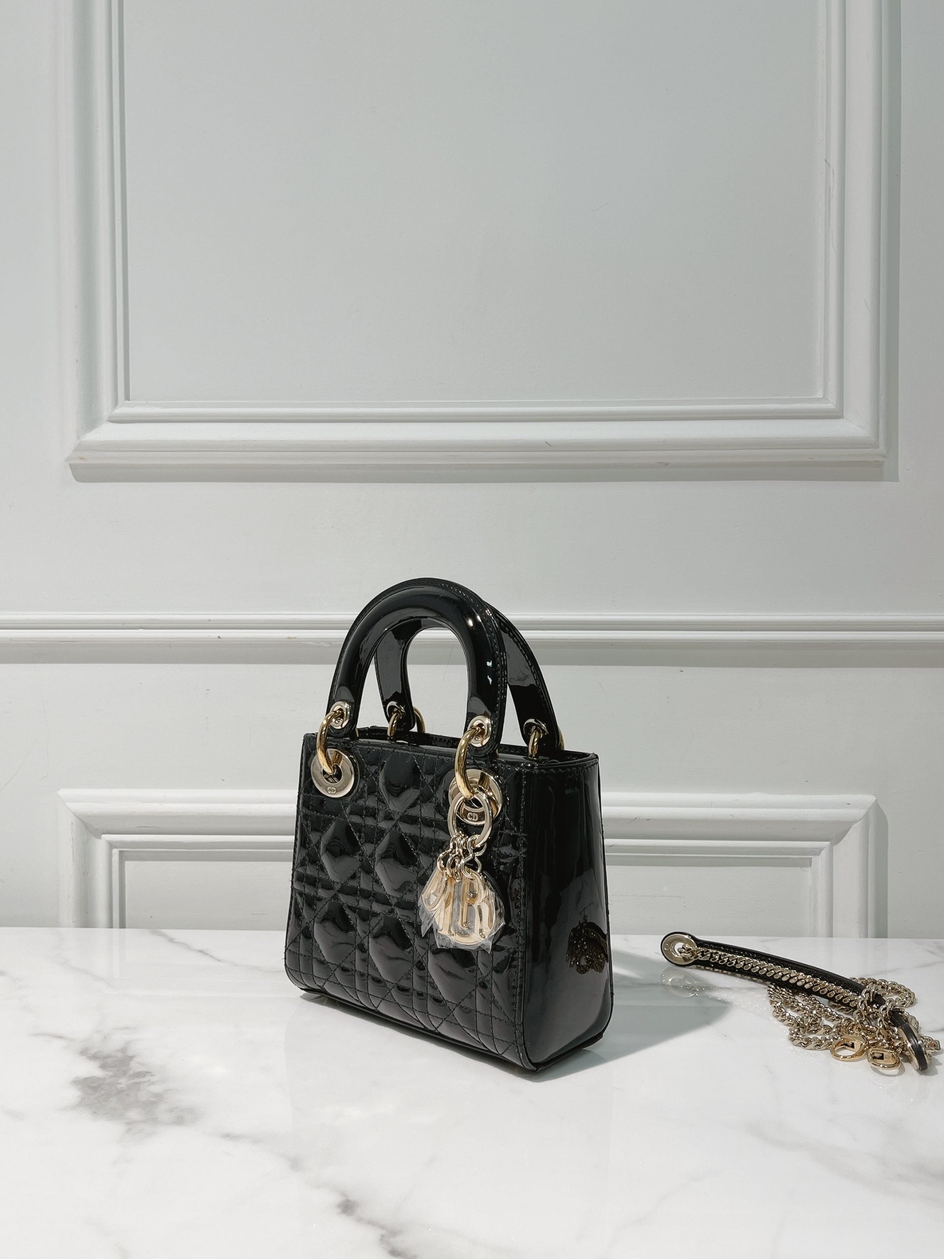 DIOR MINI LADY DIOR BAG, Black/Gold