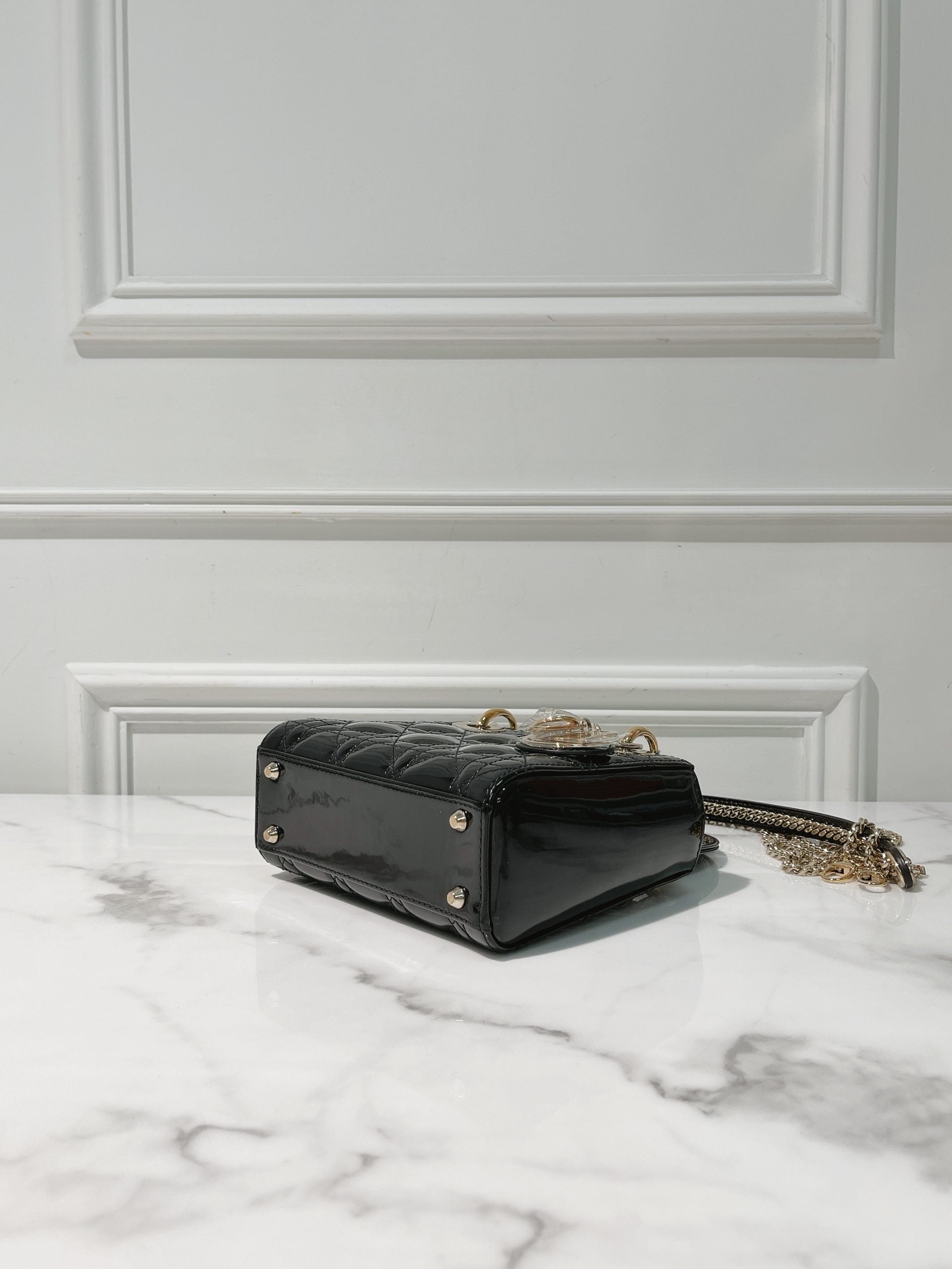 DIOR MINI LADY DIOR BAG, Black/Gold