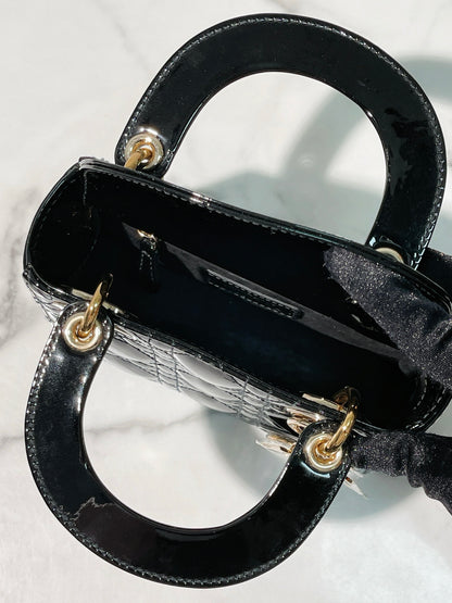 DIOR MINI LADY DIOR BAG, Black/Gold