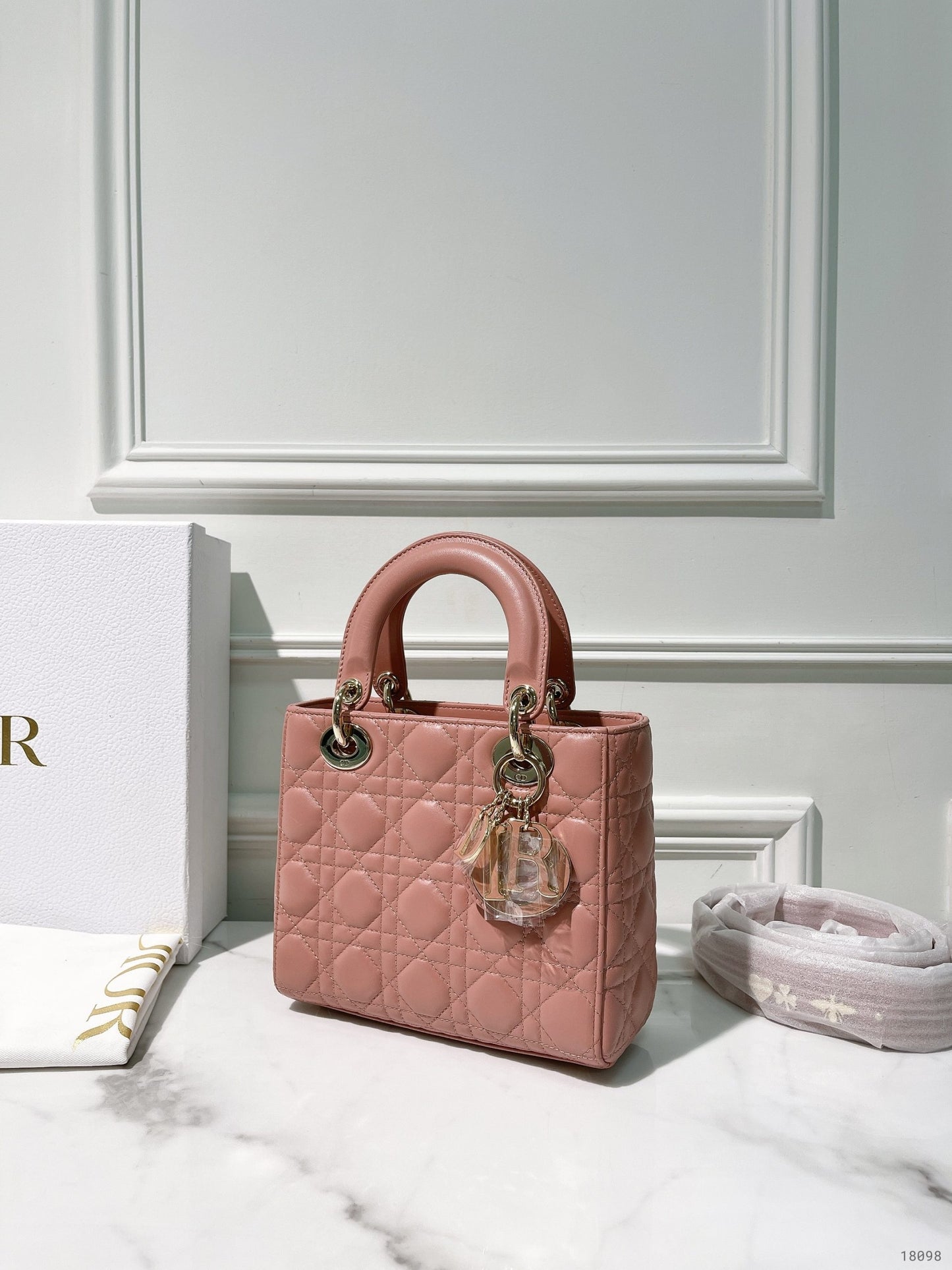 DIOR SMALL LADY DIOR BAG, Pink/Gold