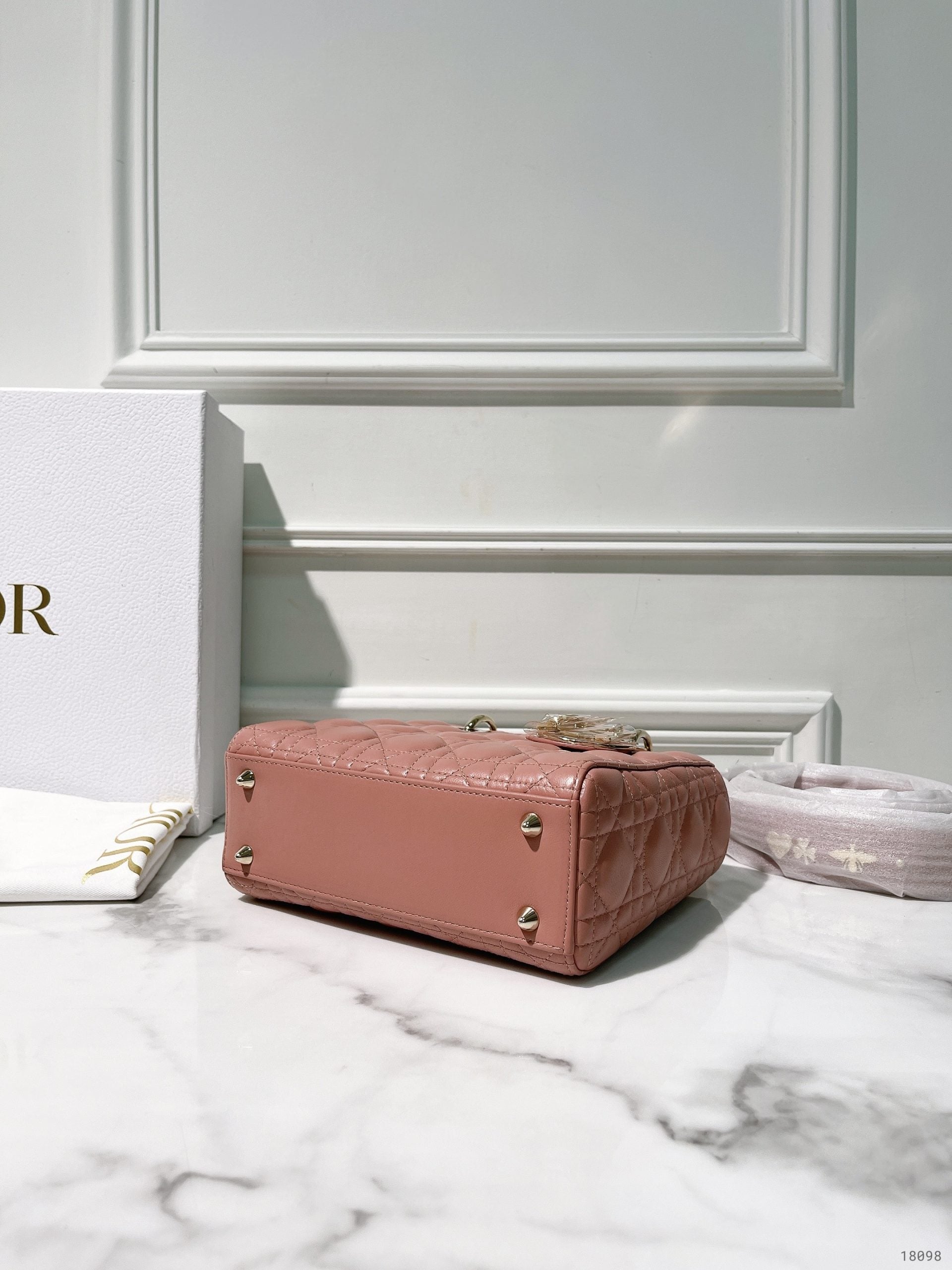 DIOR SMALL LADY DIOR BAG, Pink/Gold