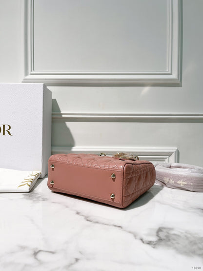 DIOR SMALL LADY DIOR BAG, Pink/Gold