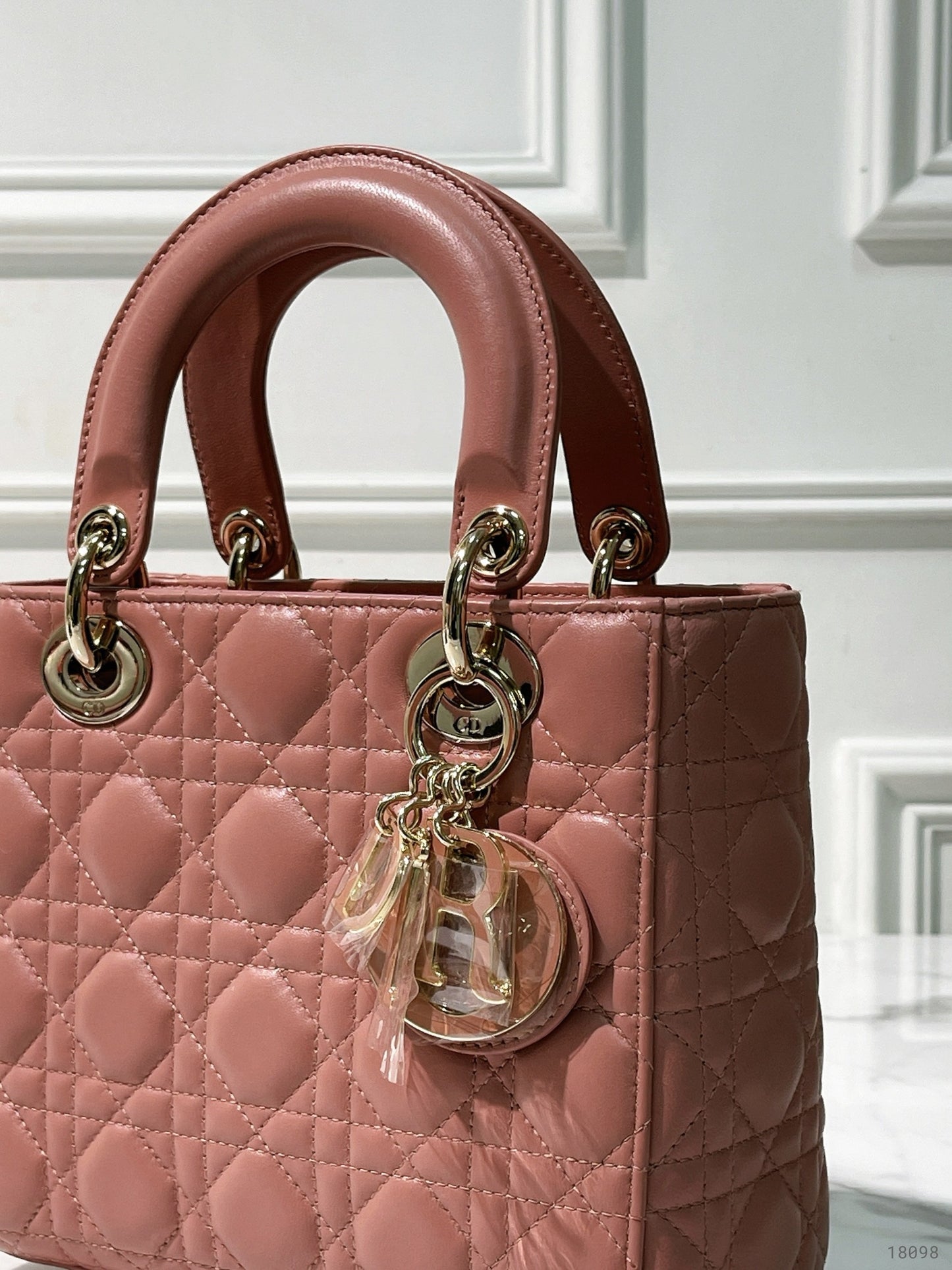 DIOR SMALL LADY DIOR BAG, Pink/Gold