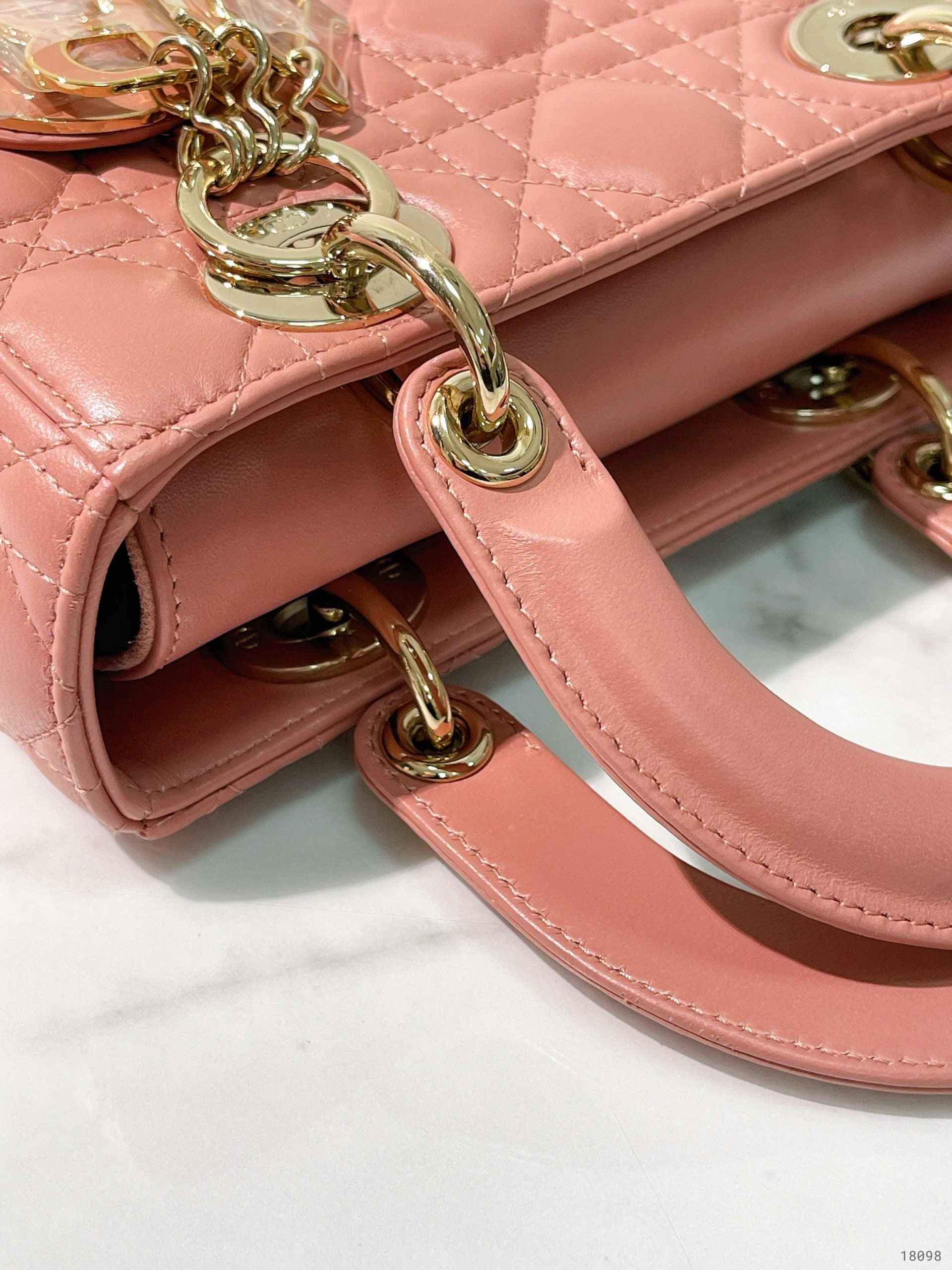 DIOR SMALL LADY DIOR BAG, Pink/Gold