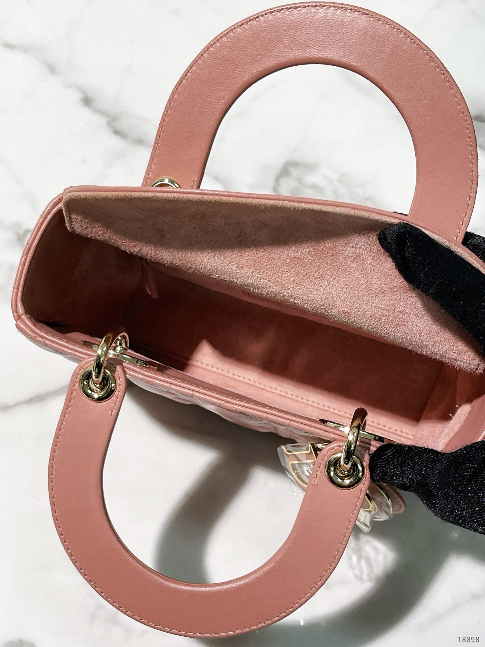 DIOR SMALL LADY DIOR BAG, Pink/Gold