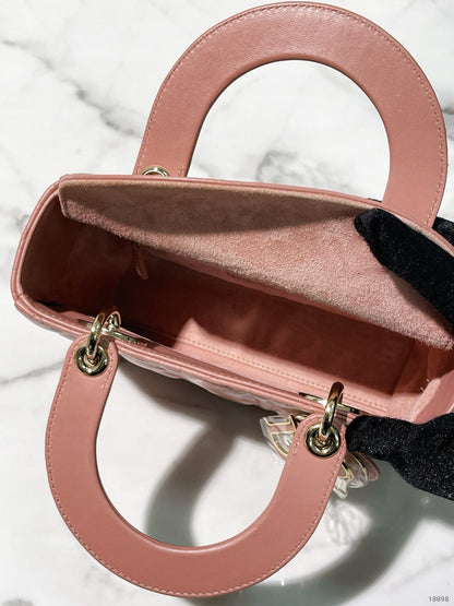 DIOR SMALL LADY DIOR BAG, Pink/Gold