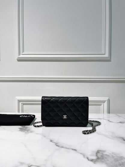 CHANEL CAVIAR CLASSIC WOC, Black/Silver