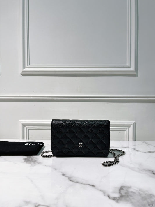 CHANEL CAVIAR CLASSIC WOC, Black/Silver