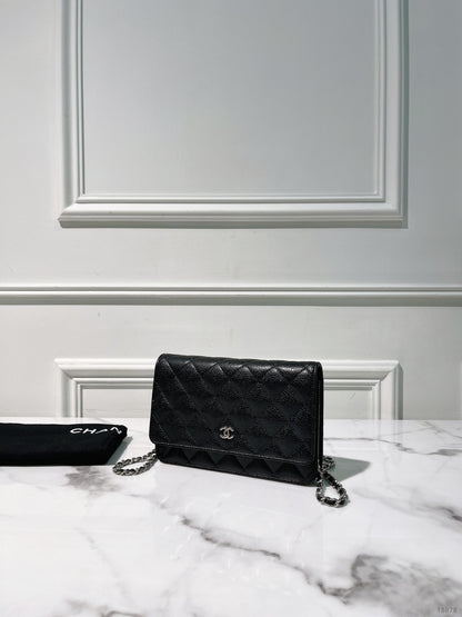 CHANEL CAVIAR CLASSIC WOC, Black/Silver