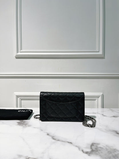 CHANEL CAVIAR CLASSIC WOC, Black/Silver