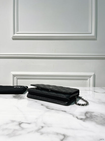 CHANEL CAVIAR CLASSIC WOC, Black/Silver