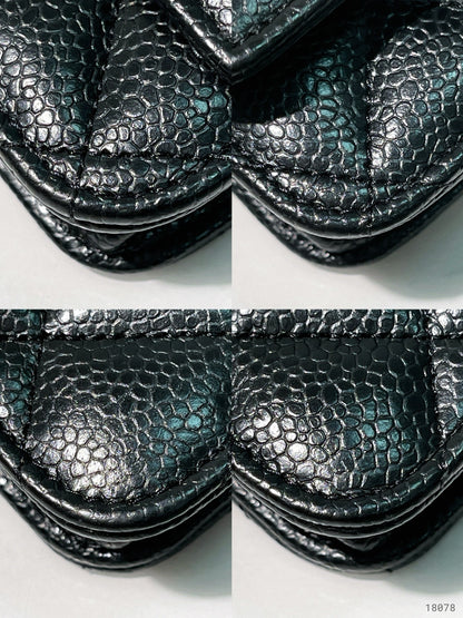 CHANEL CAVIAR CLASSIC WOC, Black/Silver