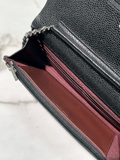 CHANEL CAVIAR CLASSIC WOC, Black/Silver