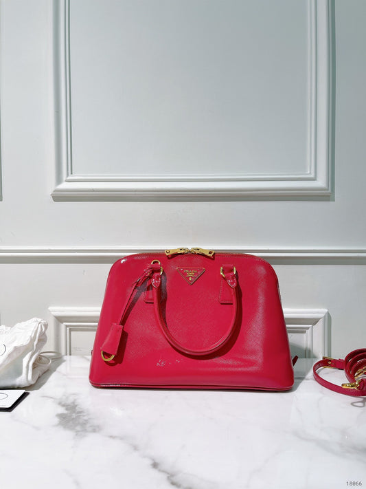 PRADA SAFFIANO VERNICE PROMENADE, Pink/Gold