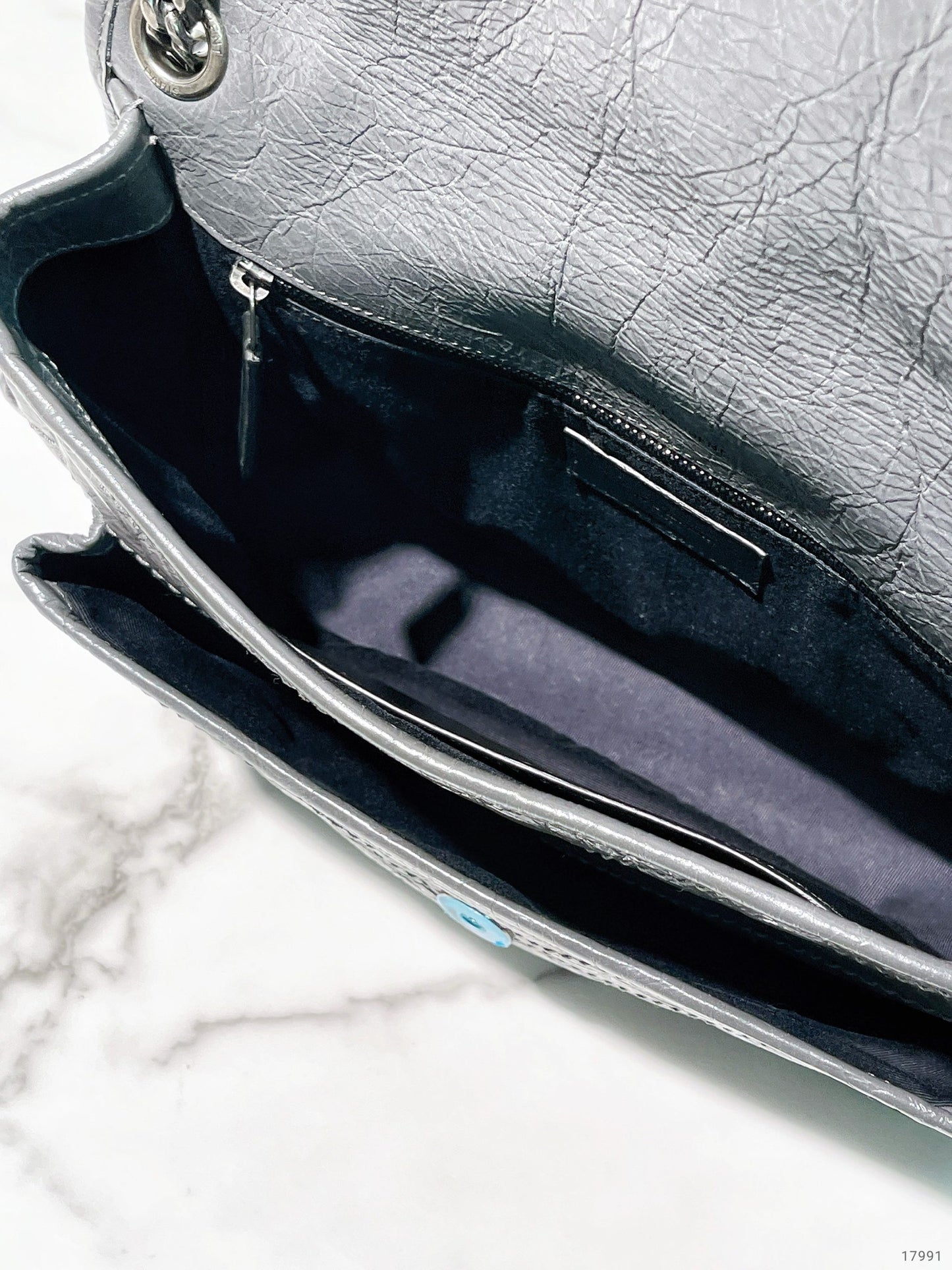 YSL NIKI MEDIUM, Grey/Silver