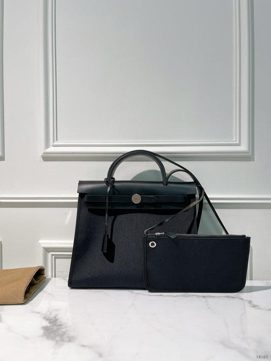 HERMES HERBAG 31, Noir/ Silver