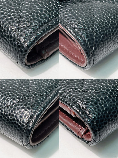 CHANEL CAVIAR CLASSIC WALLET, Black/Silver