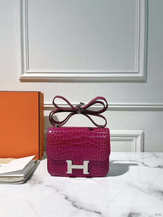 HERMES CONSTANCE MINI, Rose Sheherazade/Silver