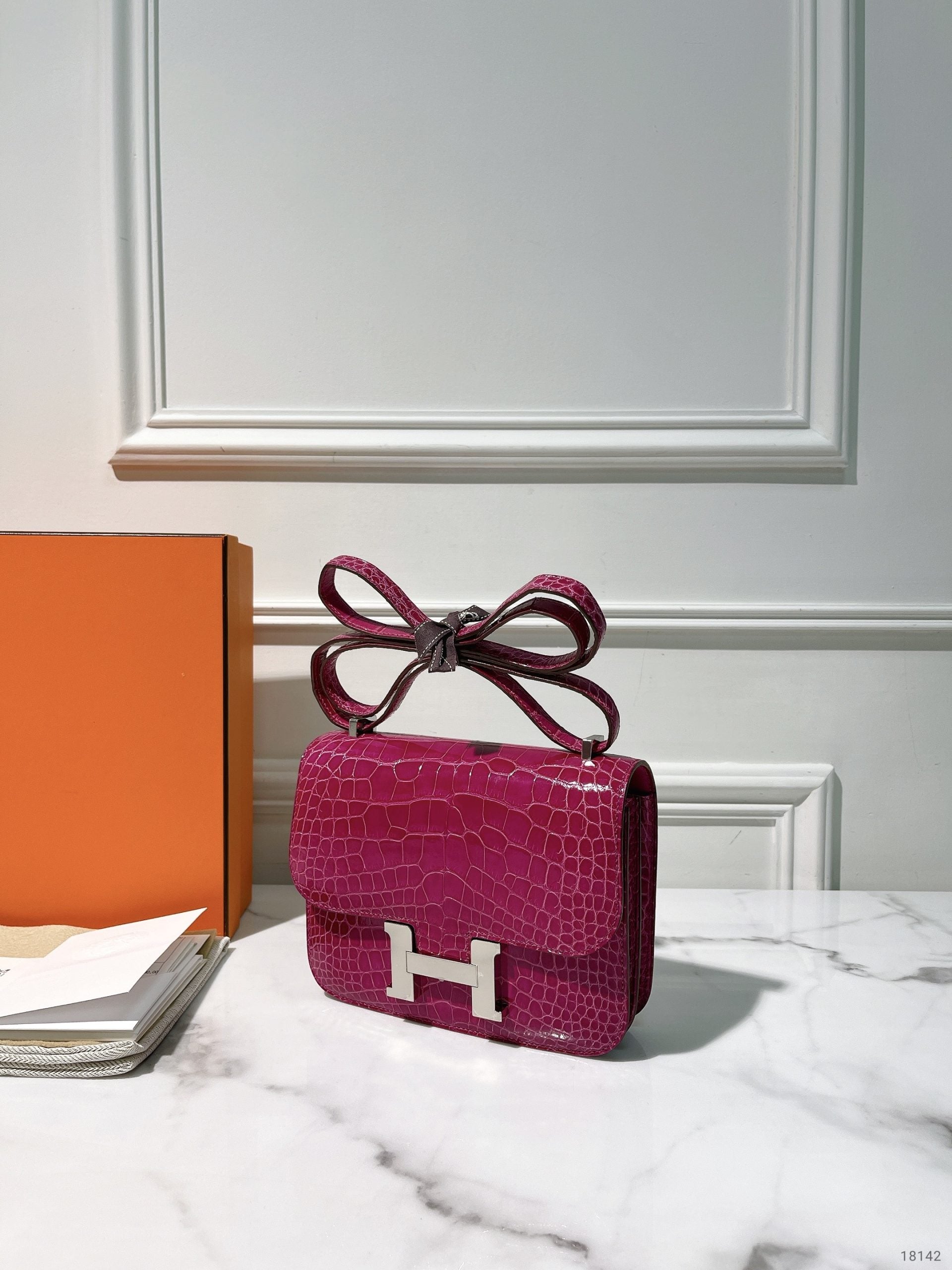 HERMES CONSTANCE MINI, Rose Sheherazade/Silver