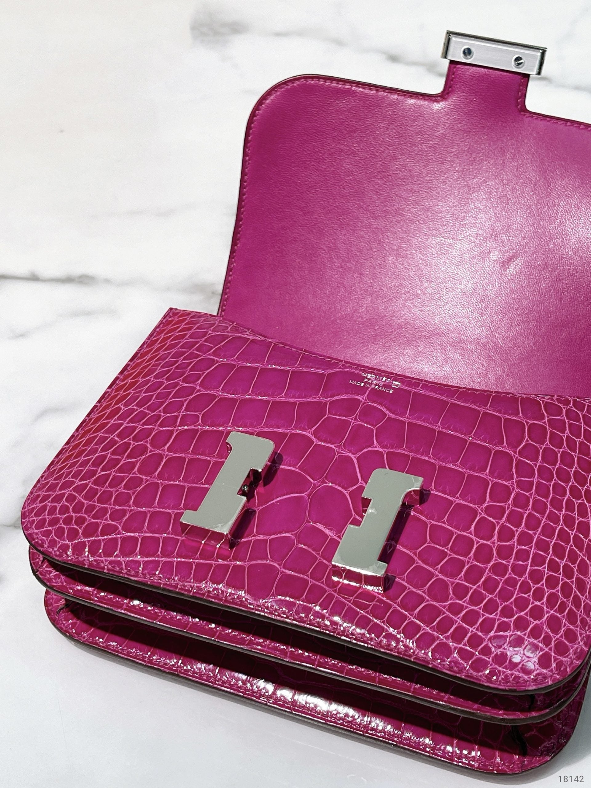 HERMES CONSTANCE MINI, Rose Sheherazade/Silver